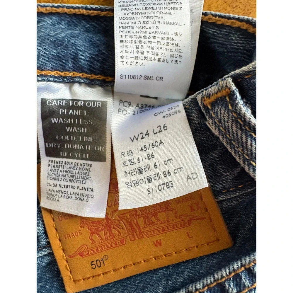 Levis Premium 501 Original Straight Leg Jeans Blue W24 L26‎ Medium Wash
